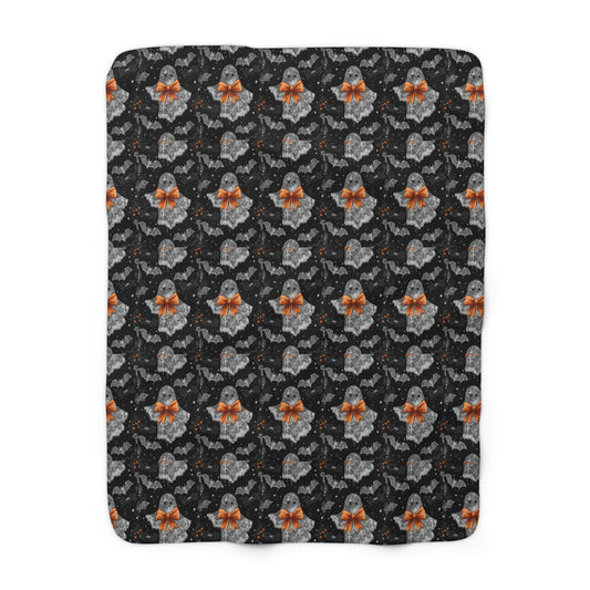 Cozy Halloween Ghosts Sherpa Fleece Blanket | Perfect for Fall Decor, Gift for Haunted House Lovers, Spooky Season Comfort