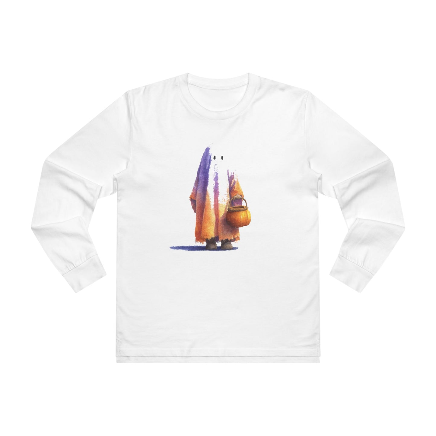 Men's Base Longsleeve Tee - Halloween Ghost Ready to Trick or Treat