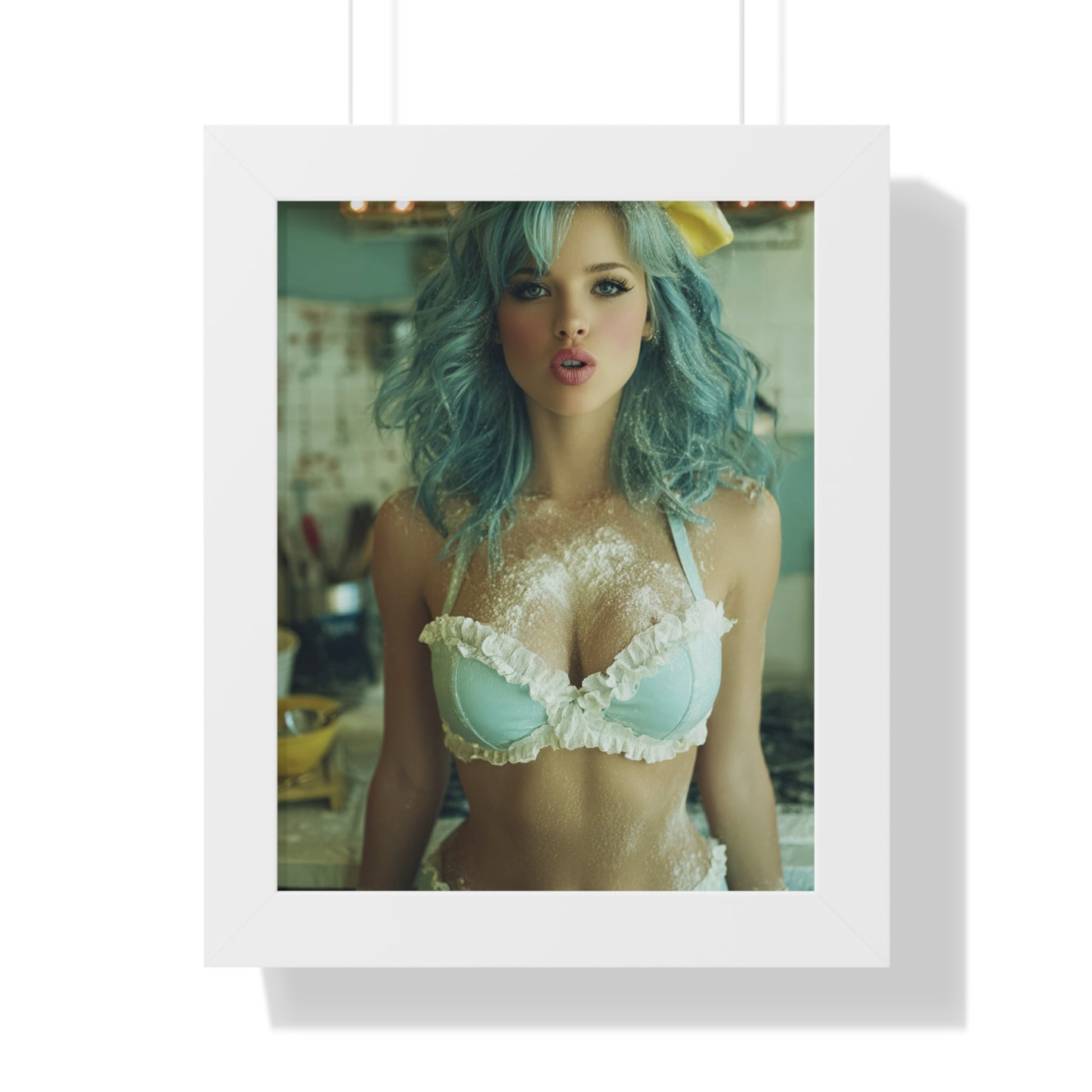 Vertical Poster - Sexy Bikini Babe in the Kitchen Covered in Flour