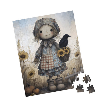 Charming Scarecrow Puzzle, Cozy Home Decor, Family Game Night, Autumn Vibes, Gift for Puzzle Lovers