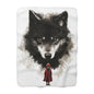 Little Red Riding Hood Wolf Sherpa Fleece Blanket | Perfect for Storybook, Gift for Her, Home Decor, Camping Essentials