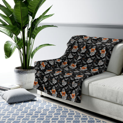 Cozy Halloween Ghosts Sherpa Fleece Blanket | Perfect for Fall Decor, Gift for Haunted House Lovers, Spooky Season Comfort