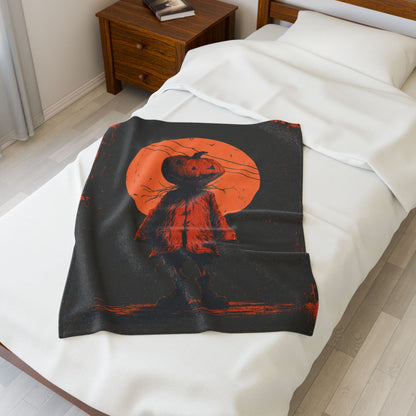 Spooky Pumpkin Velveteen Plush Blanket | Halloween Home Decor, Cozy Warm Throw, Autumn Gift, October Vibes, Seasonal Decor