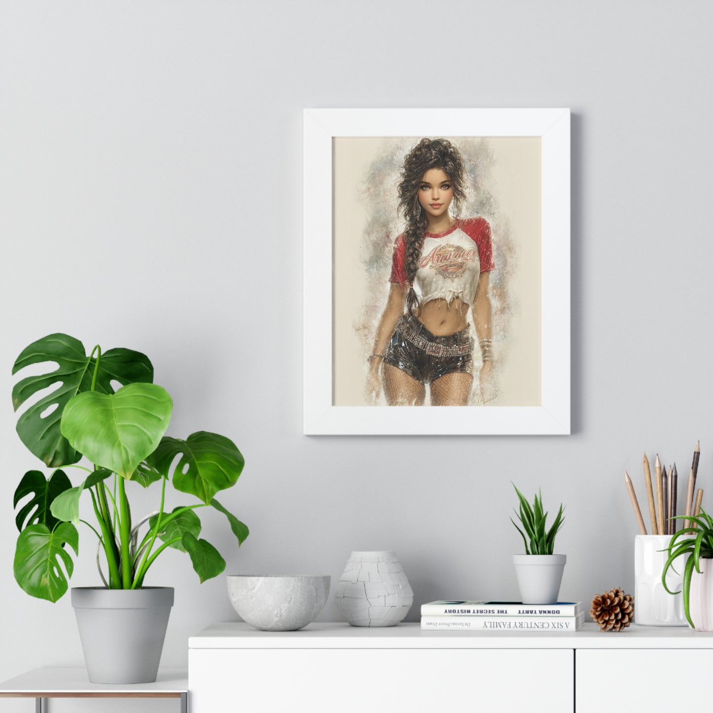Vertical Poster - Hot Babe in Short Tshirt and Booty Shorts