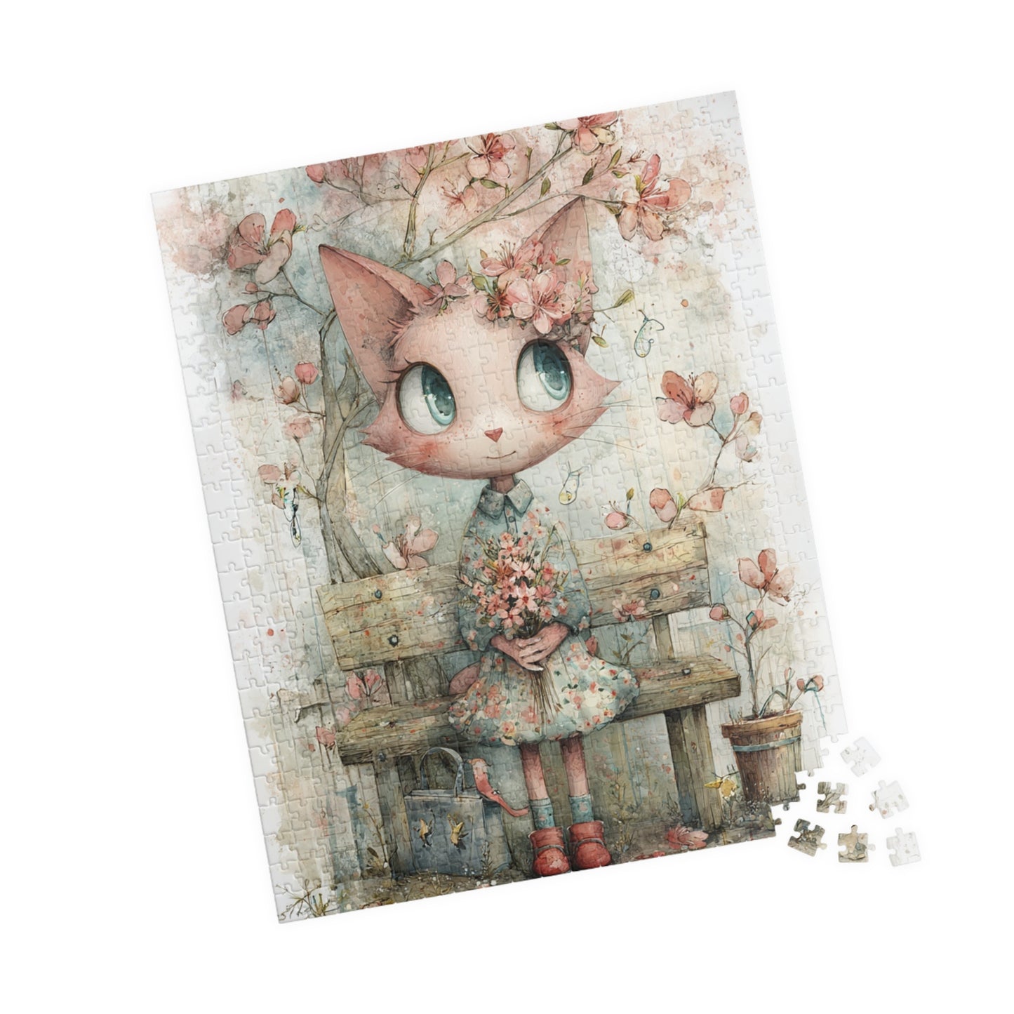 Whimsical Cat Flower Puzzle | Cat Lover Gift, Family Fun Game, Home Decor, Kids Puzzle, Unique Artwork