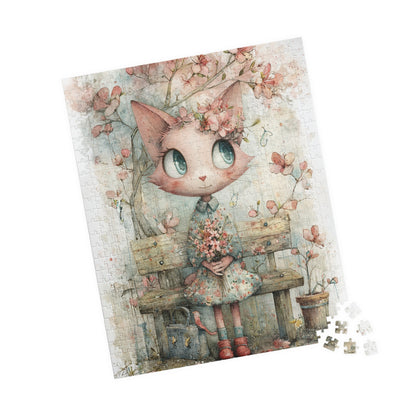 Whimsical Cat Flower Puzzle | Cat Lover Gift, Family Fun Game, Home Decor, Kids Puzzle, Unique Artwork