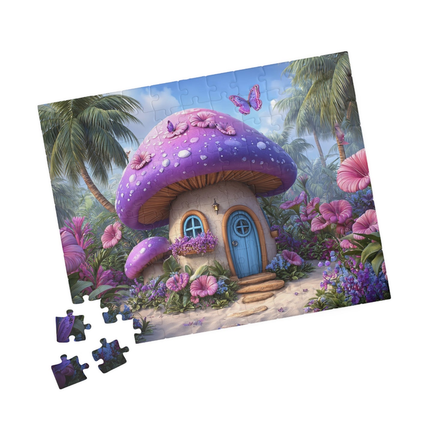 Whimsical Mushroom House Puzzle - 110, 252, 520, 1014-piece, Jigsaw Puzzle, Gift for Nature Lovers, Family Activity, Cozy Home Decor