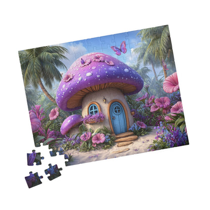 Whimsical Mushroom House Puzzle - 110, 252, 520, 1014-piece, Jigsaw Puzzle, Gift for Nature Lovers, Family Activity, Cozy Home Decor