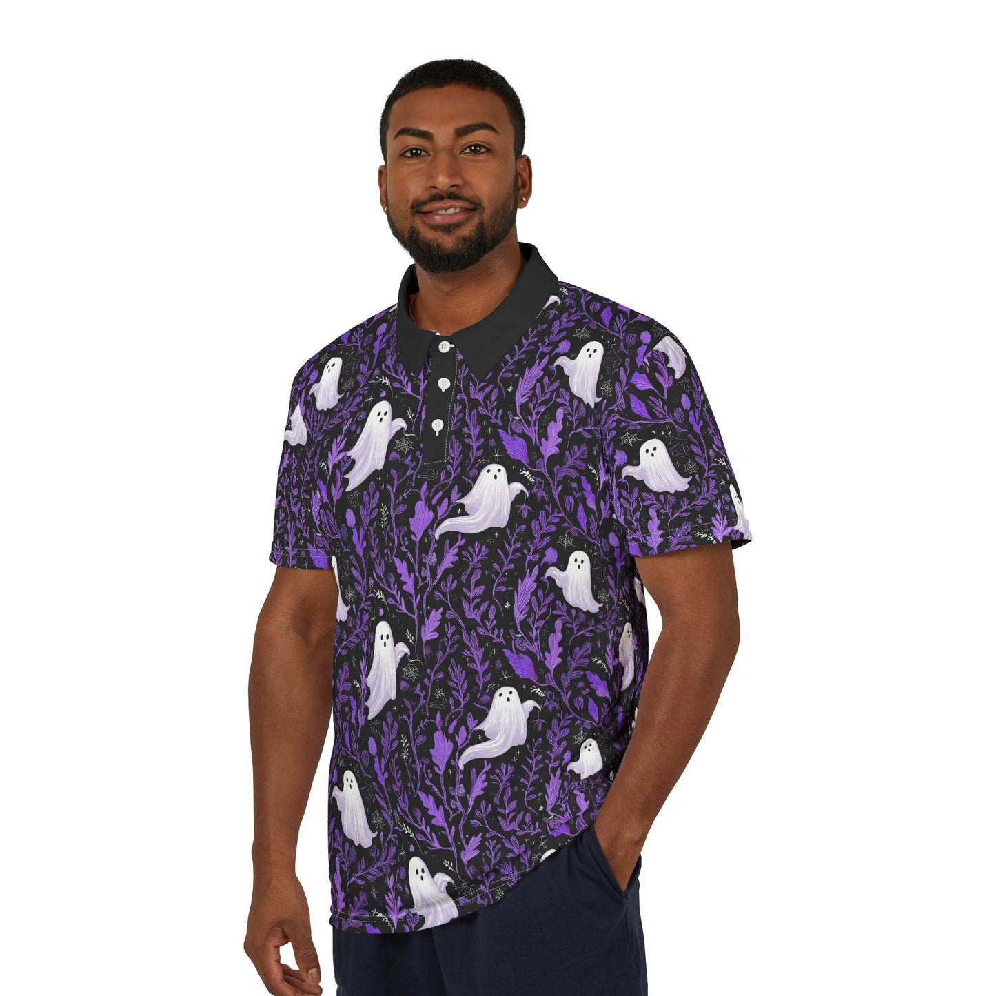 Spooky Ghosts Unisex Polo Shirt, Halloween Fashion, Casual Shirt, Party Wear, Unique Gift, Creepy Vibes