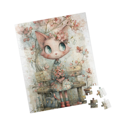 Whimsical Cat Flower Puzzle | Cat Lover Gift, Family Fun Game, Home Decor, Kids Puzzle, Unique Artwork