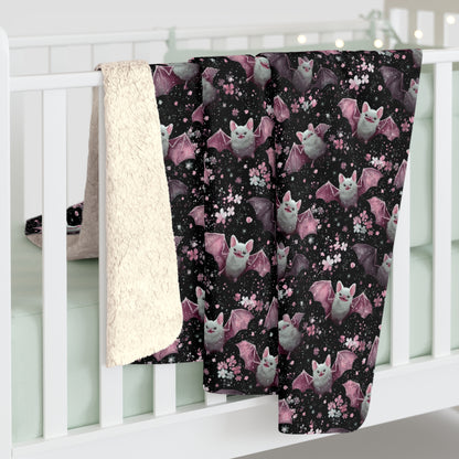 Sherpa Fleece Blanket - Pink Girl Grunge Halloween Bats