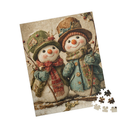 Snowman Puzzle, Holiday Fun for Families, Cozy Winter Night Activity, Christmas Gift, 110-1014 Pieces