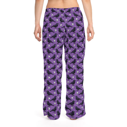 Cozy Women's Pajama Pants with Whimsical Purple Bird Print, Sleepwear, Loungewear, Gift for Her, Casual Comfort