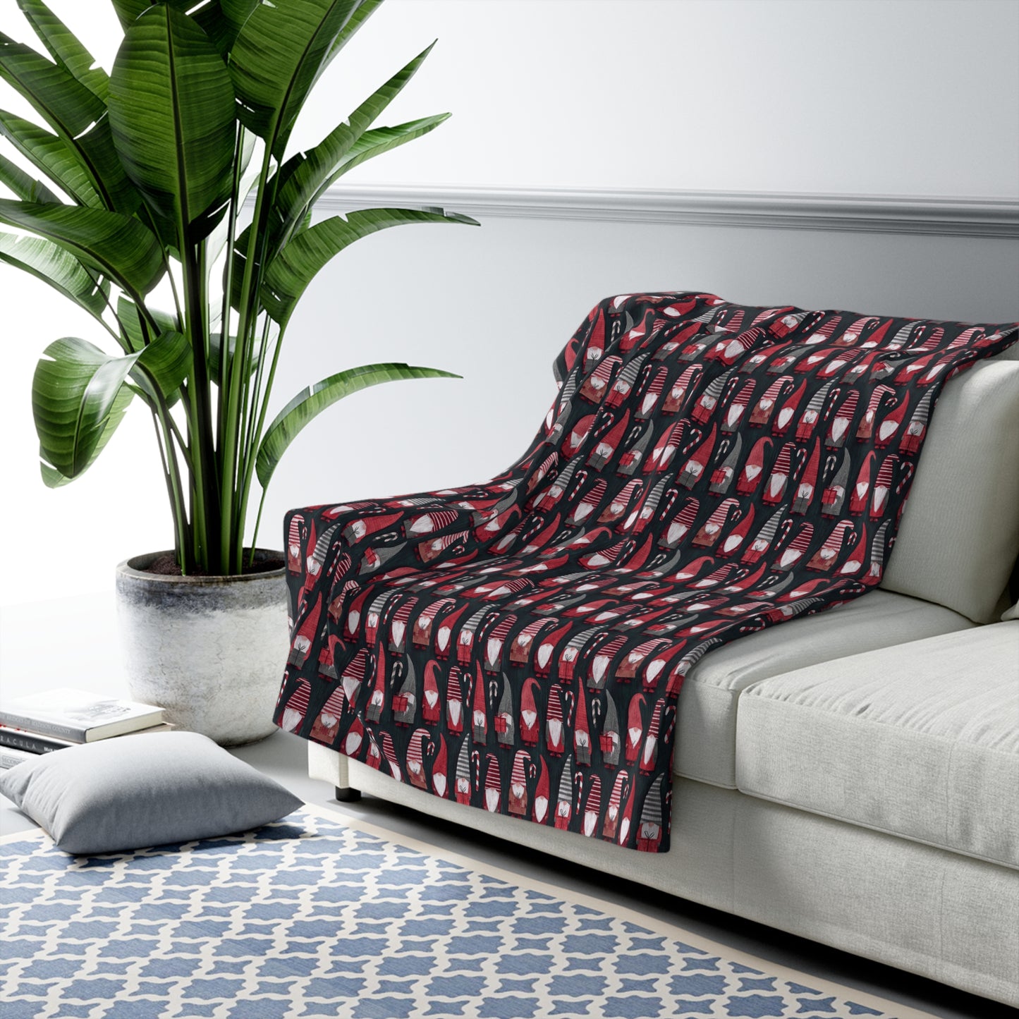 Cozy Christmas Gnome Sherpa Fleece Blanket, Warm Throw for Home, Perfect for Snuggling, Holiday Gift, Relaxing Decor