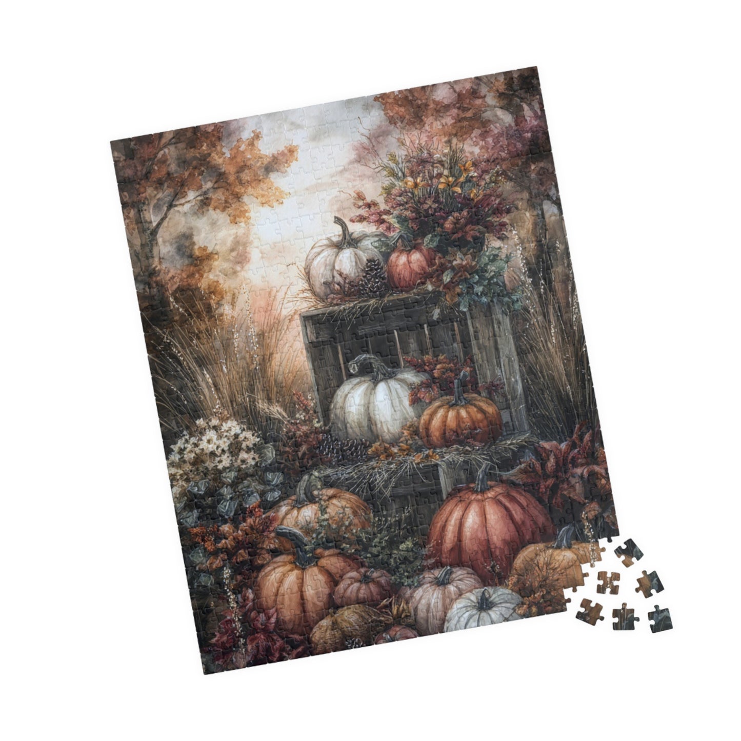Fall Harvest Puzzle - 110, 252, 520, 1014-piece, Autumn Decor, Family Activity, Thanksgiving Gift, Cozy Indoor Fun