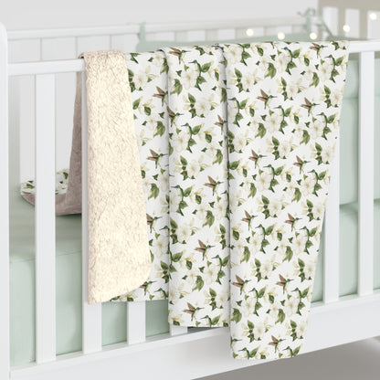 Sherpa Fleece Blanket - Garden Hummingbirds Wedding Throw