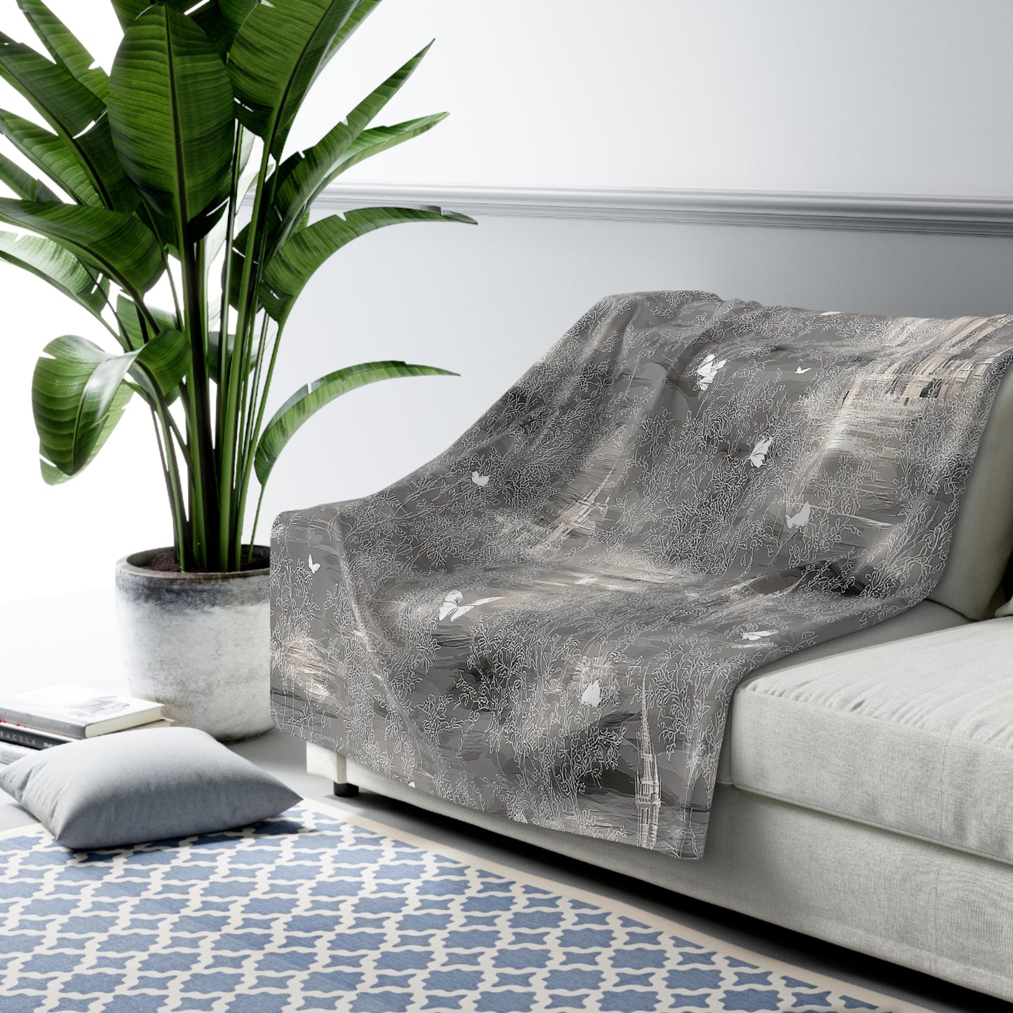 Silver Castles | Sherpa Fleece Blanket | Fantasy Gift