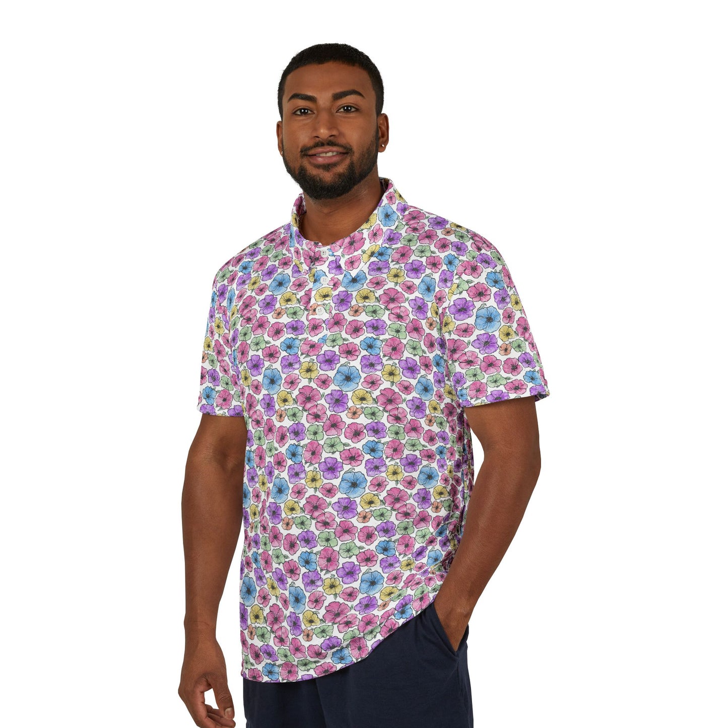 Vibrant Floral Unisex Polo Shirt, Summer Fashion, Casual Wear, Gift for Him/Her, BBQ, Beach Outing, Vacation Ready