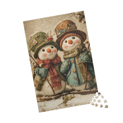 Snowman Puzzle, Holiday Fun for Families, Cozy Winter Night Activity, Christmas Gift, 110-1014 Pieces