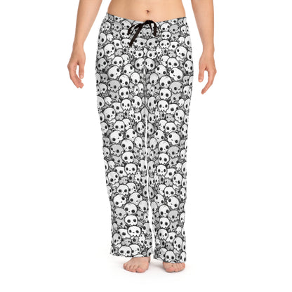 Gothic Skull Print Women's Pajama Pants, Cozy Lounge Wear, Halloween Sleepwear, Skulls PJs, Unique Gift for Her