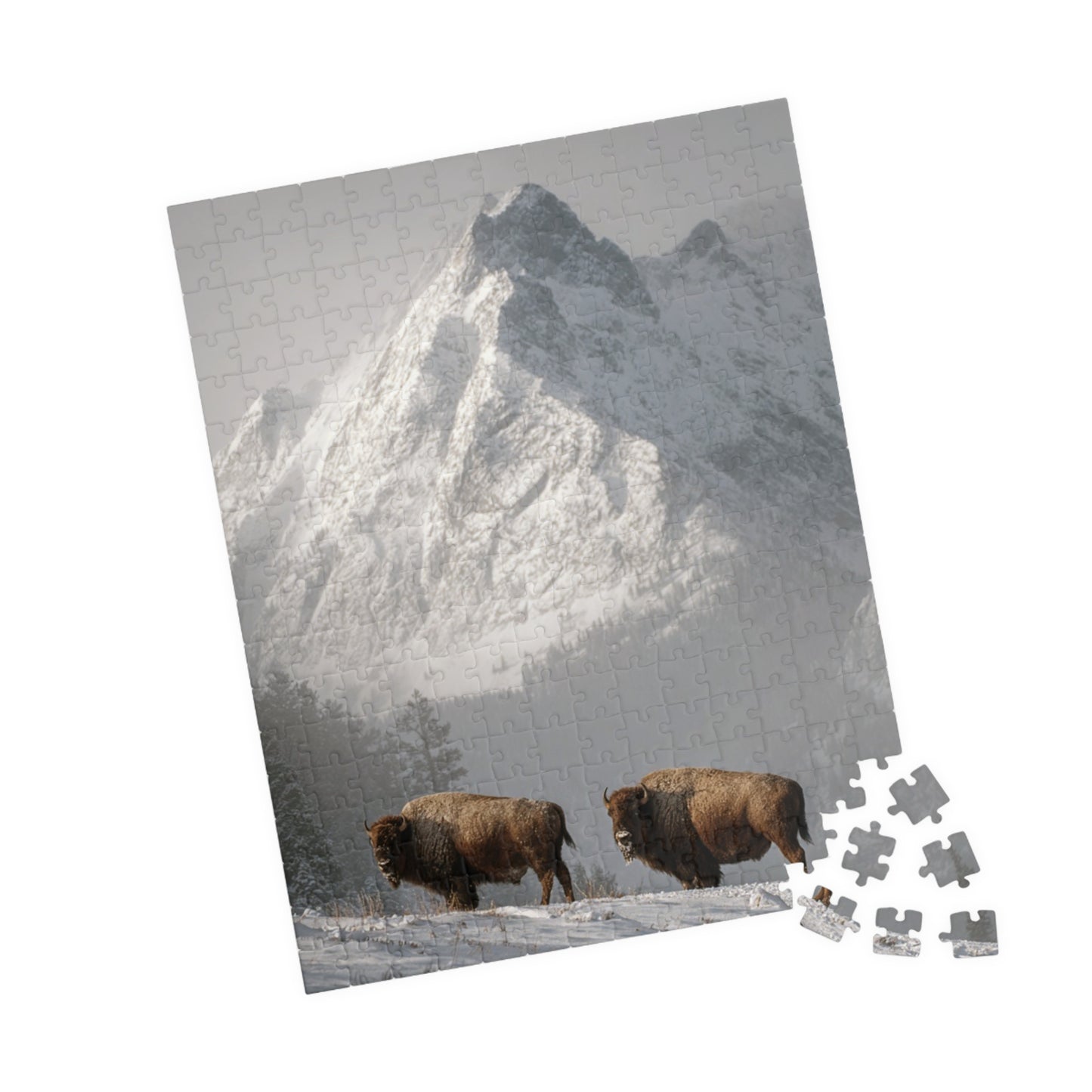 Mountain Landscape Puzzle with Bison - 110, 252, 520, 1014-piece, Nature Lover Gift, Family Fun Activity, Scenic Home Decor, Outdoor [...]
