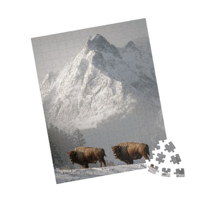 Mountain Landscape Puzzle with Bison - 110, 252, 520, 1014-piece, Nature Lover Gift, Family Fun Activity, Scenic Home Decor, Outdoor [...]