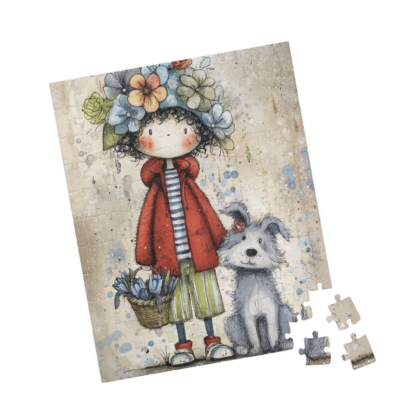 Whimsical Flower Girl Puzzle - 110, 252, 520, 1014-piece, Family Fun, Gifts for Kids, Home Decor, Puzzle Lovers