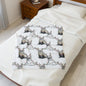 Velveteen Blanket - Otters in Xmas Lights Pattern