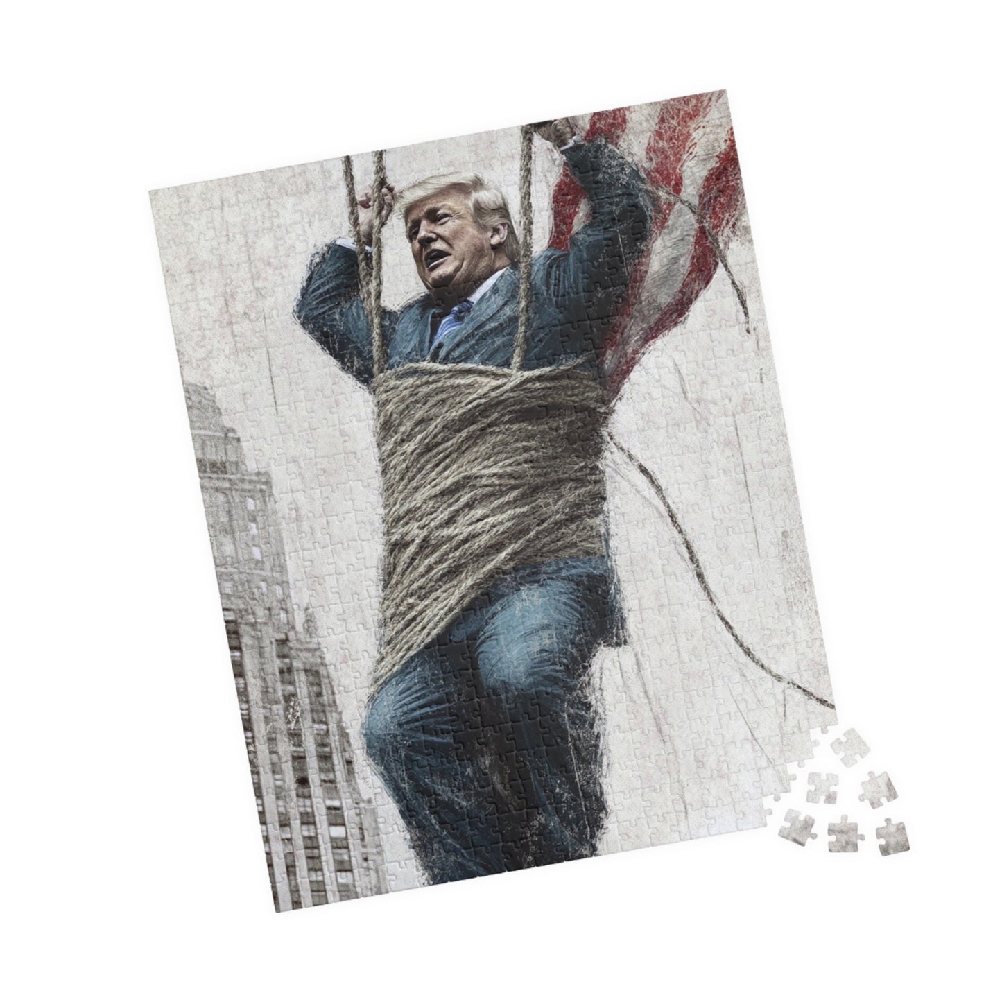Puzzle - Donald Trump Riding USA Parachute Flag