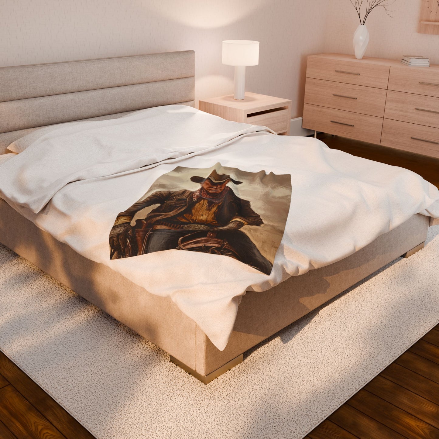 Velveteen Plush Blanket - President Trump as John Wayne Cowboy