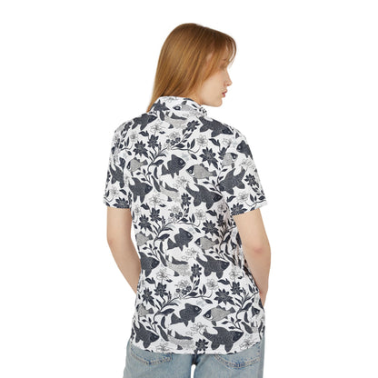Stylish Fishes Floral Unisex Polo Shirt | Perfect for Summer, Casual Outings, Gift Ideas, Beach Wear