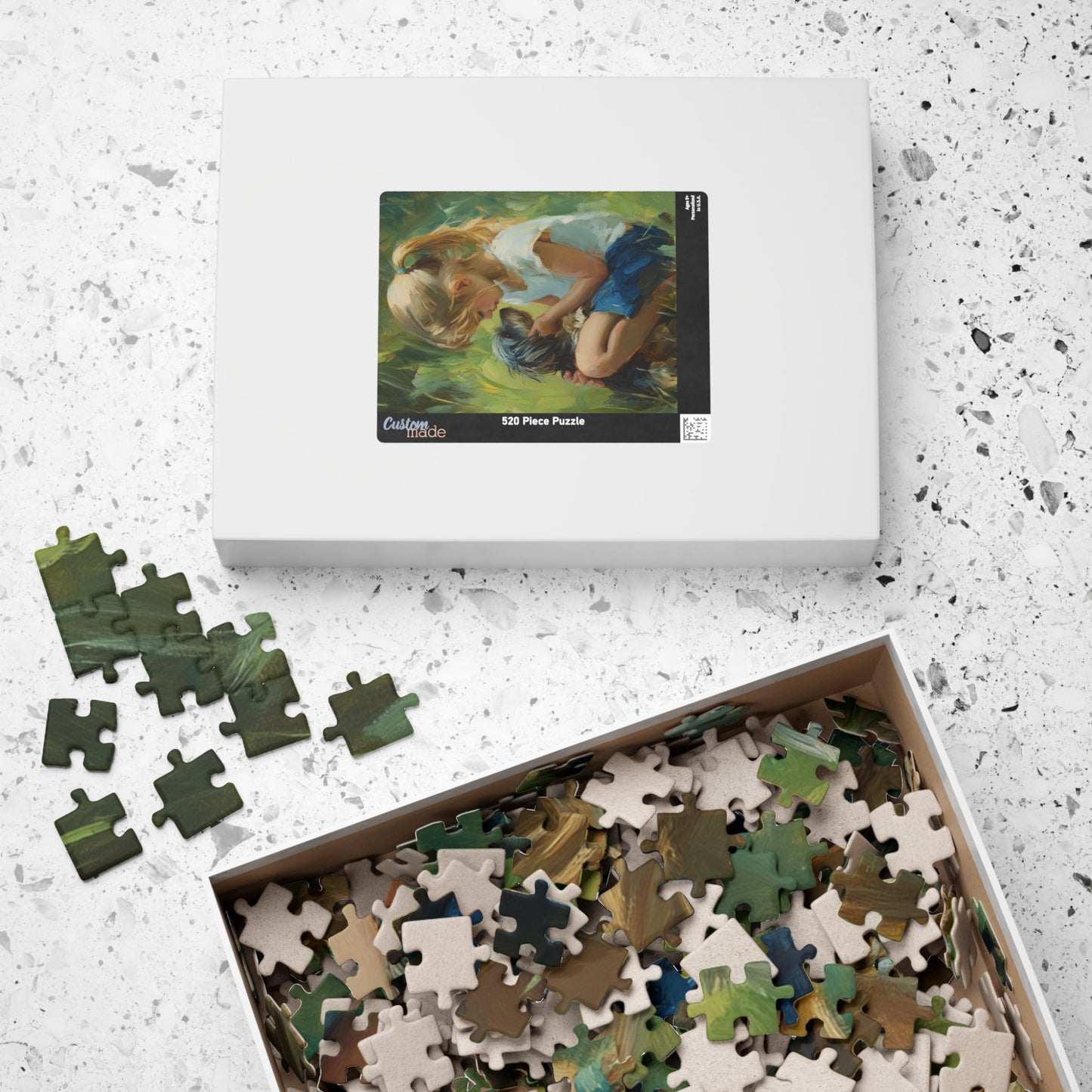 Puzzle - Little Girl and Dog in Tall Grass - 110, 252, 520, 1014-piece