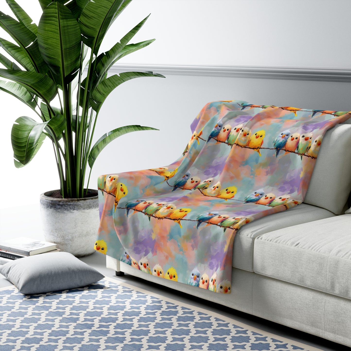 Sherpa Fleece Blanket - Rainbow Tweety Birds