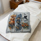 Halloween-Themed Velveteen Plush Blanket, Cozy Blanket for Fall, Scary Pumpkin Blanket, Home Decor, Gift for Halloween Lovers