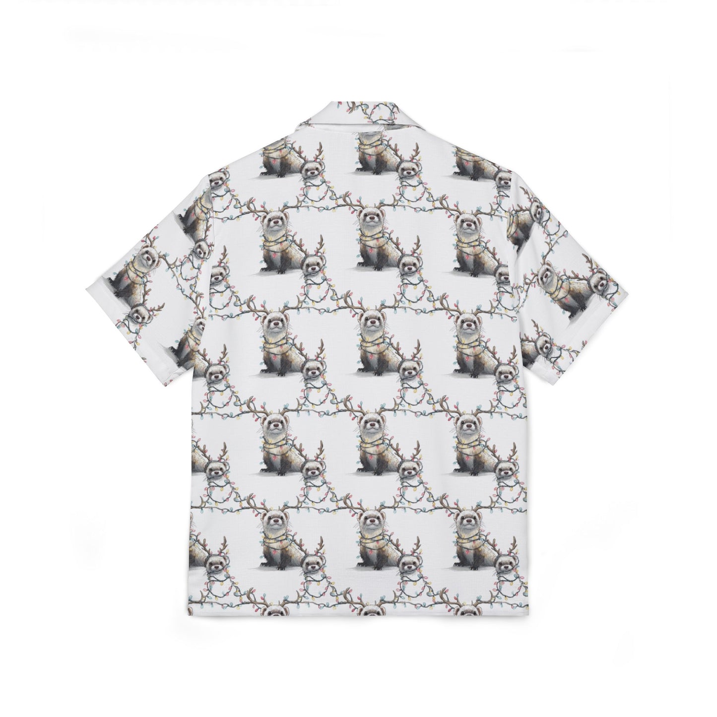 Men's Hawaiian Camp Shirt - Otter Xmas Lights Pattern