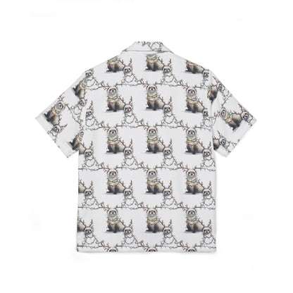 Men's Hawaiian Camp Shirt - Otter Xmas Lights Pattern
