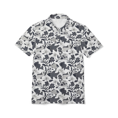 Stylish Fishes Floral Unisex Polo Shirt | Perfect for Summer, Casual Outings, Gift Ideas, Beach Wear
