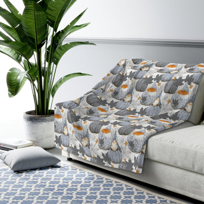 Cozy Sherpa Fleece Blanket with Pumpkin Design, Fall Decor, Snuggle Blanket, Gift for Friends, Seasonal Home Accents