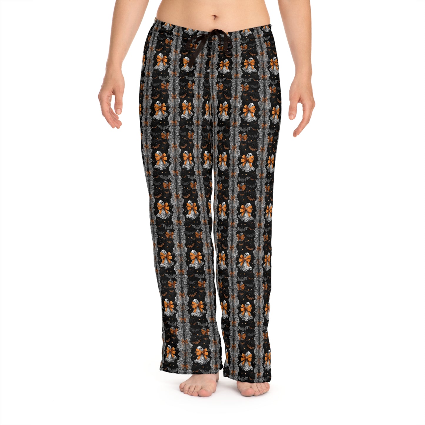 Cute Halloween Ghost Lace Paatern Women's Pajama Pants, Gifts for Her