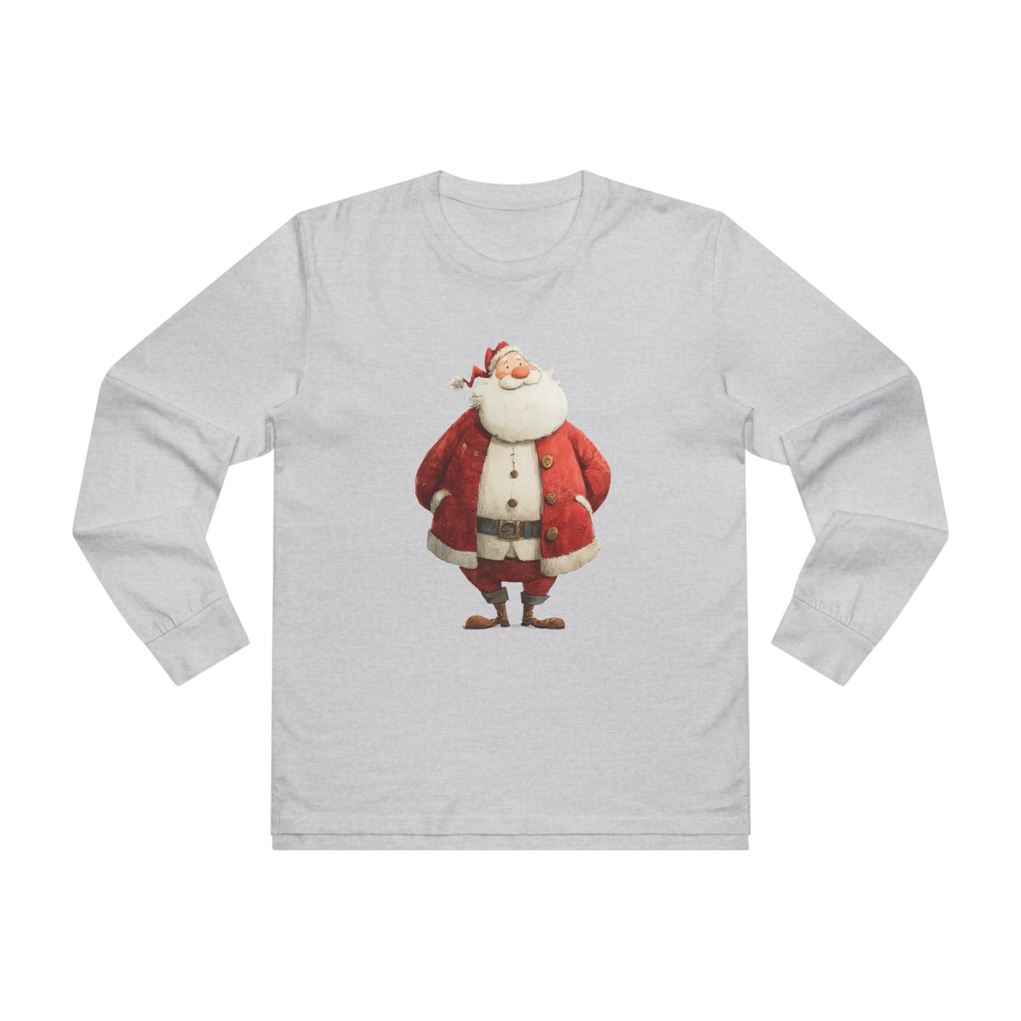 Festive Santa Longsleeve Tee - Christmas Gift, Holiday Wear, Winter Apparel, Cozy Style, Casual Outfit