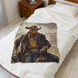Velveteen Plush Blanket - President Trump as John Wayne Cowboy
