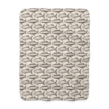 Cozy Fish Pattern Sherpa Fleece Blanket | Warm Throw, Perfect for Home Decor, Gifts, Camping, and Beach Days