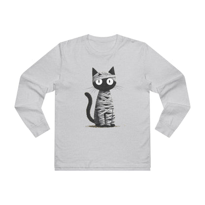 Men’s Cat Mummy Longsleeve Tee, Fun Halloween Shirt, Cat Lover Gift, Cozy Fall Fashion, Unique Graphic Tee