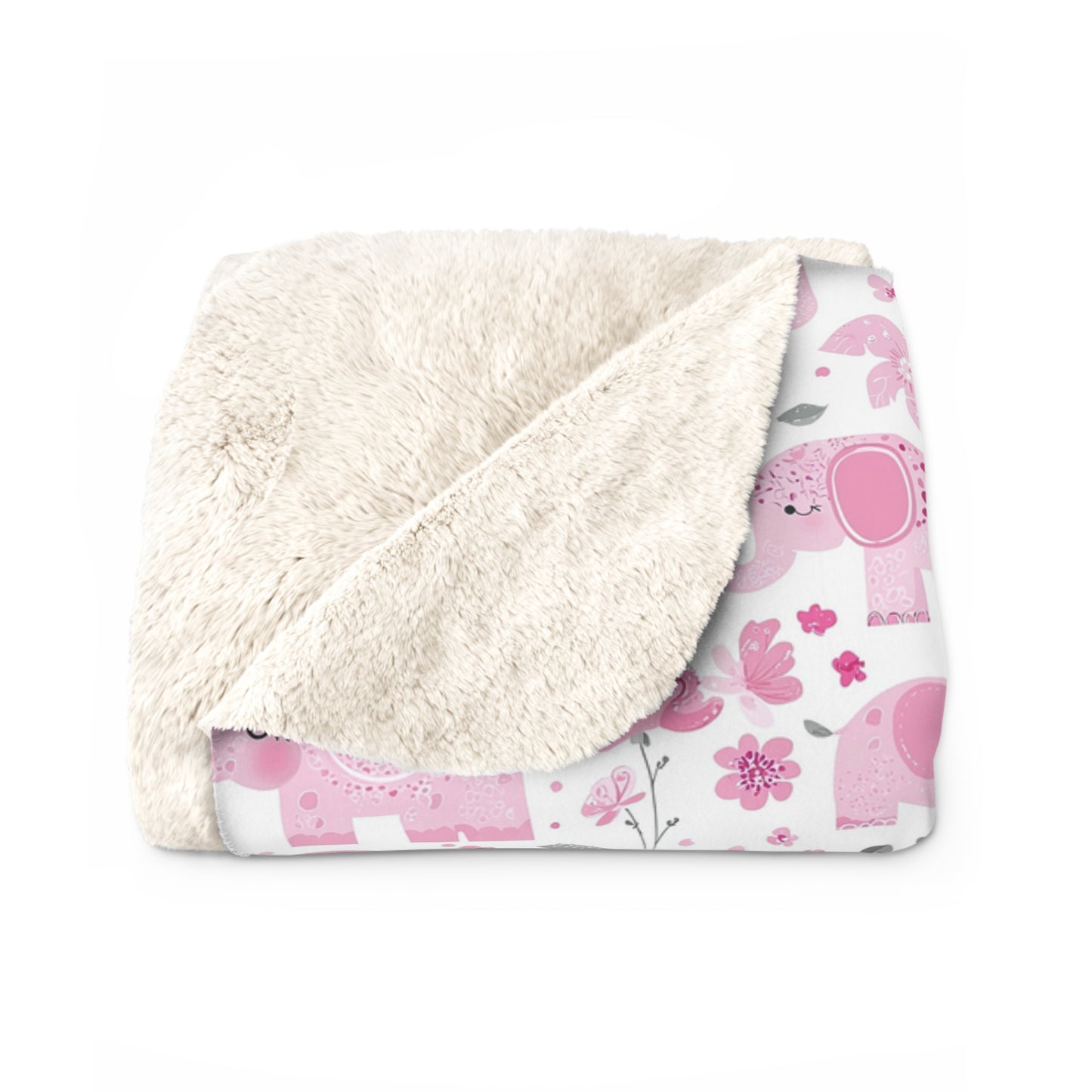 Cute Pink Elephant Sherpa Fleece Blanket, Cozy Child's Gift, Nursery Decor, Baby Shower Present, Soft Plush Blanket