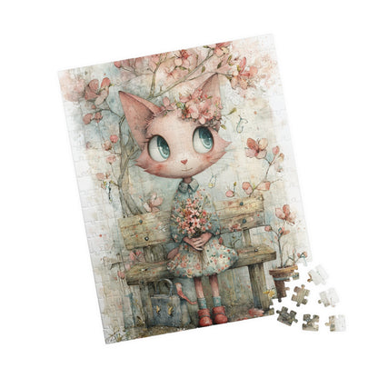 Whimsical Cat Flower Puzzle | Cat Lover Gift, Family Fun Game, Home Decor, Kids Puzzle, Unique Artwork