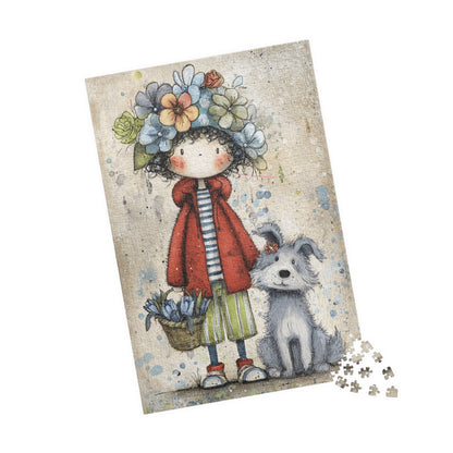 Whimsical Flower Girl Puzzle - 110, 252, 520, 1014-piece, Family Fun, Gifts for Kids, Home Decor, Puzzle Lovers