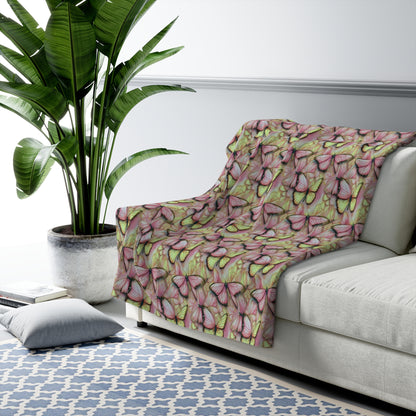 Butterfly Blossom Sherpa Fleece Blanket | Cozy Gift, Home Decor, Nature Lovers, Soft Throw, Birthday Present