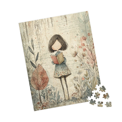 Charming Illustrated Puzzle - Cozy Reading Girl Design, Gift for Book Lovers, Family Game Night, Educational Fun, Home Decor