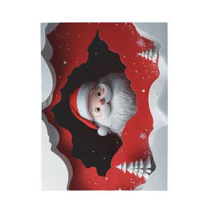 3D Santa Christmas Velveteen Plush Blanket, Holiday Decor, Santa Blanket, Winter Gift, Seasonal Home Accent, Festive Throw