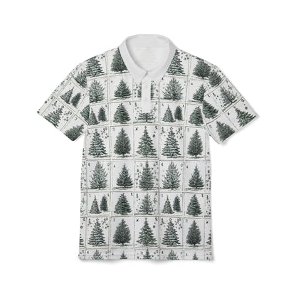 Festive Pine Trees Polo Shirt - Holiday Attire, Casual Wear, Unisex Gift, Christmas, Summer Style, Nature Lover's Apparel
